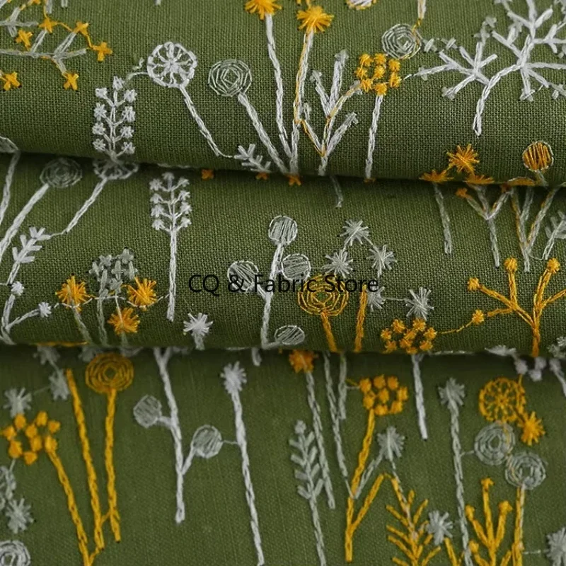 Three-dimensional Embroidery Cotton And Linen Fabric DIY Bags Clothing Fabric Tablecloth Pillow Material Home Decoration Cloth