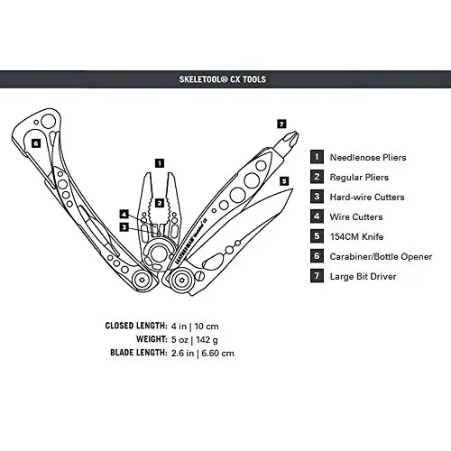 Imagem -05 - Leatherman Esqueleto Leve Multitool xs sx cx rx