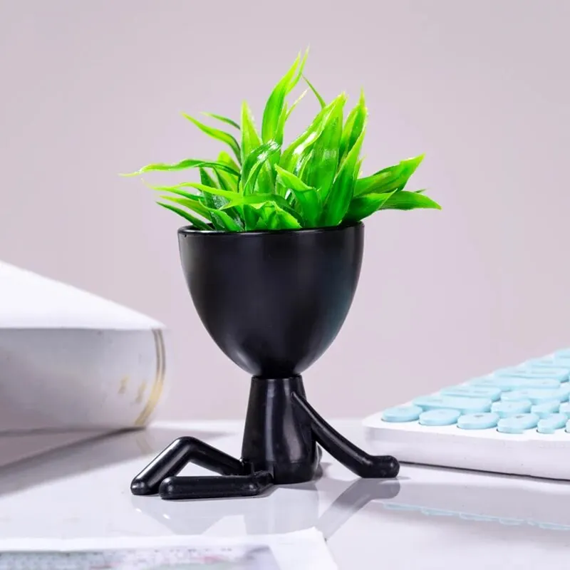 1Pc Character Shape With Plant Decoration, Personality Creative Office Simple Crafts