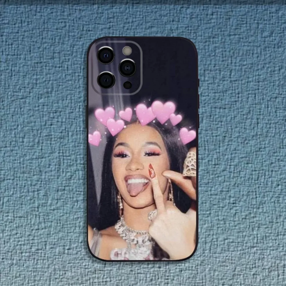 Hot Rapper C-Cardi B Phone Case For iPhone 16,15,14,13,12,11,Pro,X,XS,Max,XR,Plus,Mini Soft Black Cover