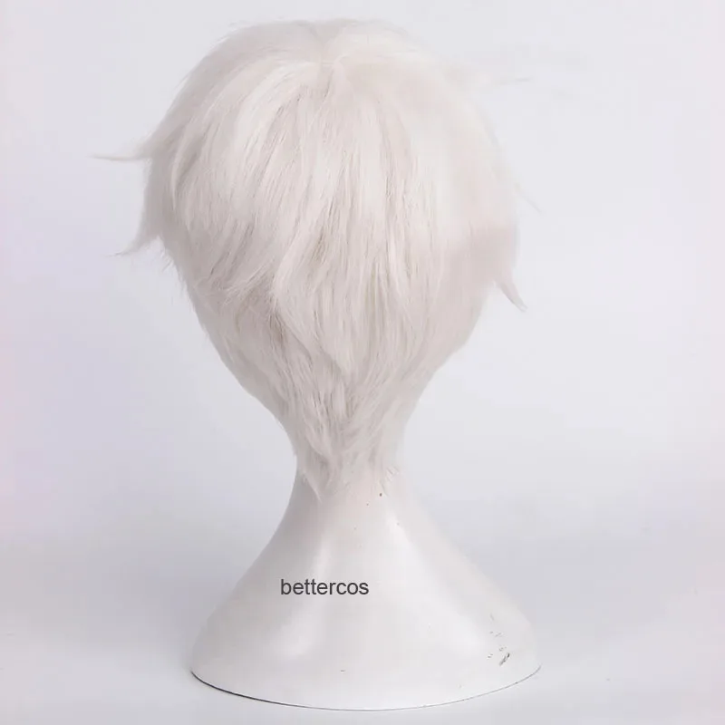 Peluca de Cosplay The Promised Neverland Yakusoku no Neverland Norman, peluca de pelo sintético corto blanco puro resistente al calor MXDJD23