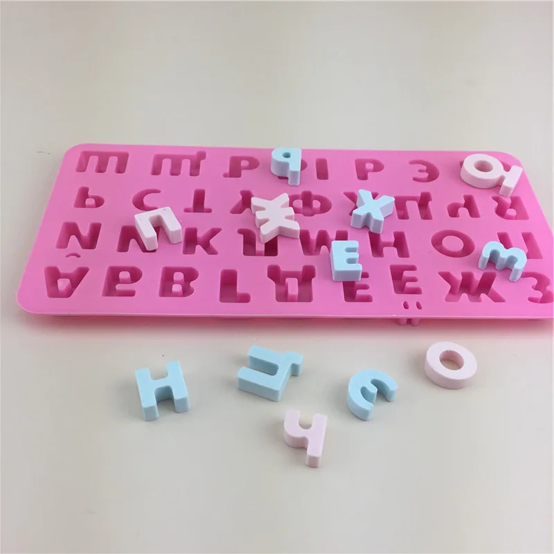 Creative Birthday Cake Russian Letters Handmade Chocolate Silicone Mold Sugar Turning Plaster Drops