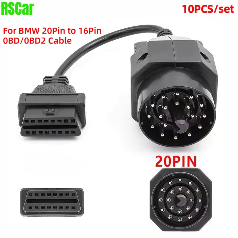 

10 шт./компл. для BMW 20Pin к OBD2 16 PIN гнездовой разъем для 36 e39 X5 Z3 для BMW 20pin OBD 20PIN OBD2 кабель-адаптер высокого качества