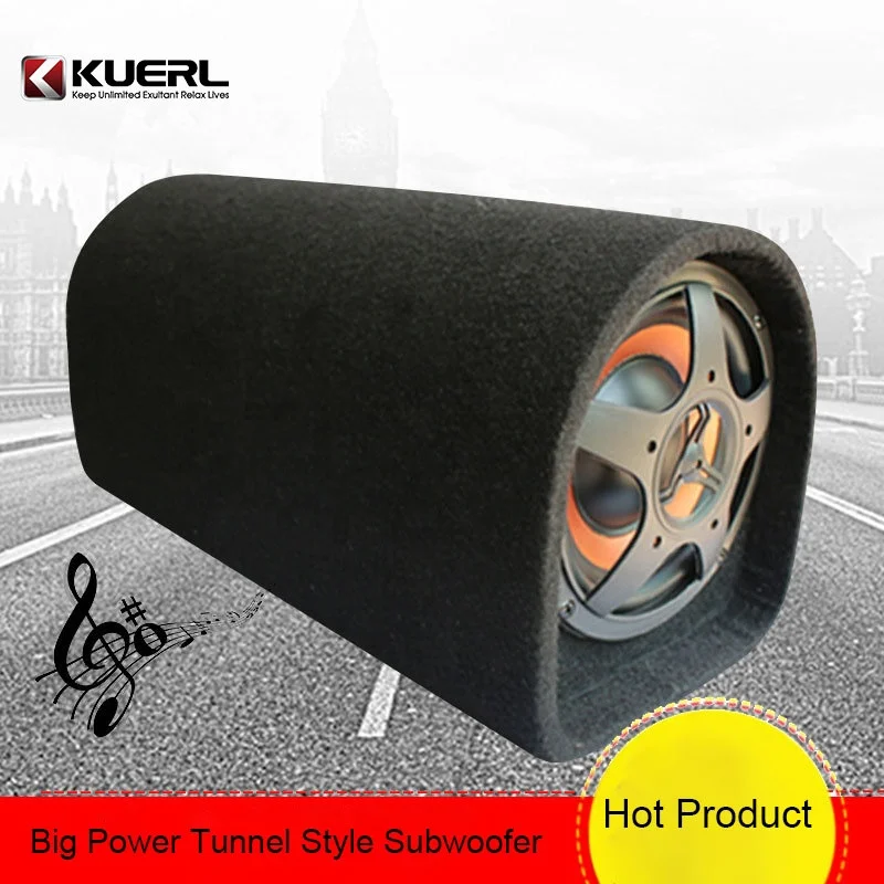 China Factory High Quality Big Power 6/8/10 Inch Car Active Subwoofer 12V Bass Tube Car Subwoofer with cable