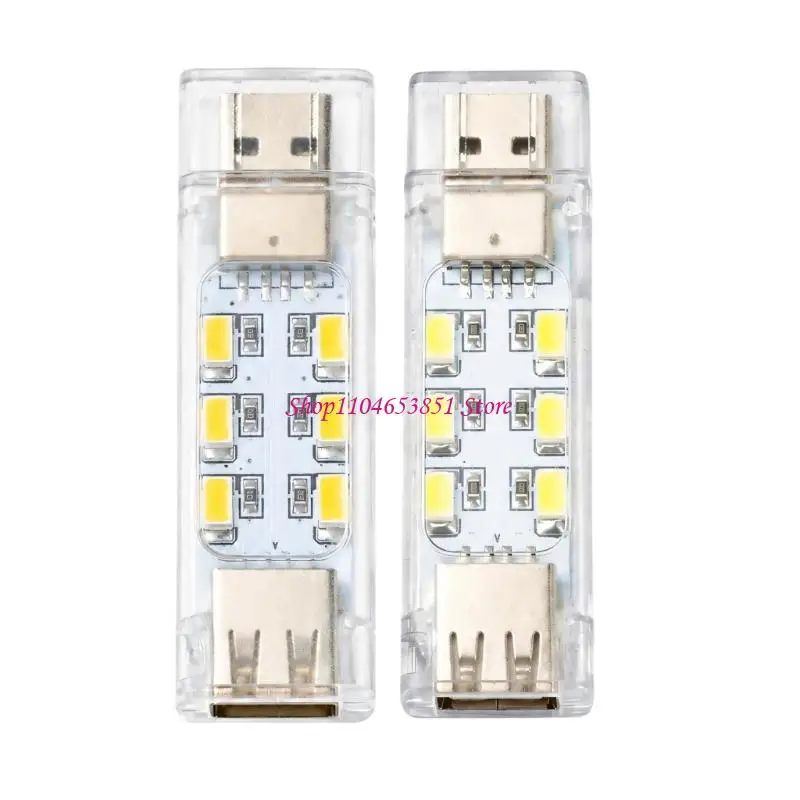 End-to-End USB LED Lights 2 Pack with Data Transfer Port, Front-and-Back 12-LED Lighting, and Driverless 5 V Operation 