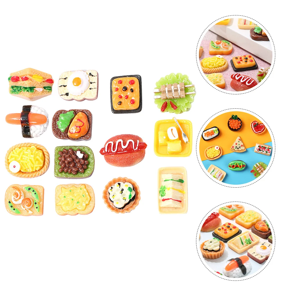 15 個のリアルな樹脂食品ミニフェイクフードハウスキッチンディスプレイミニチュア装飾小道具ごっこ遊び教育ツール
