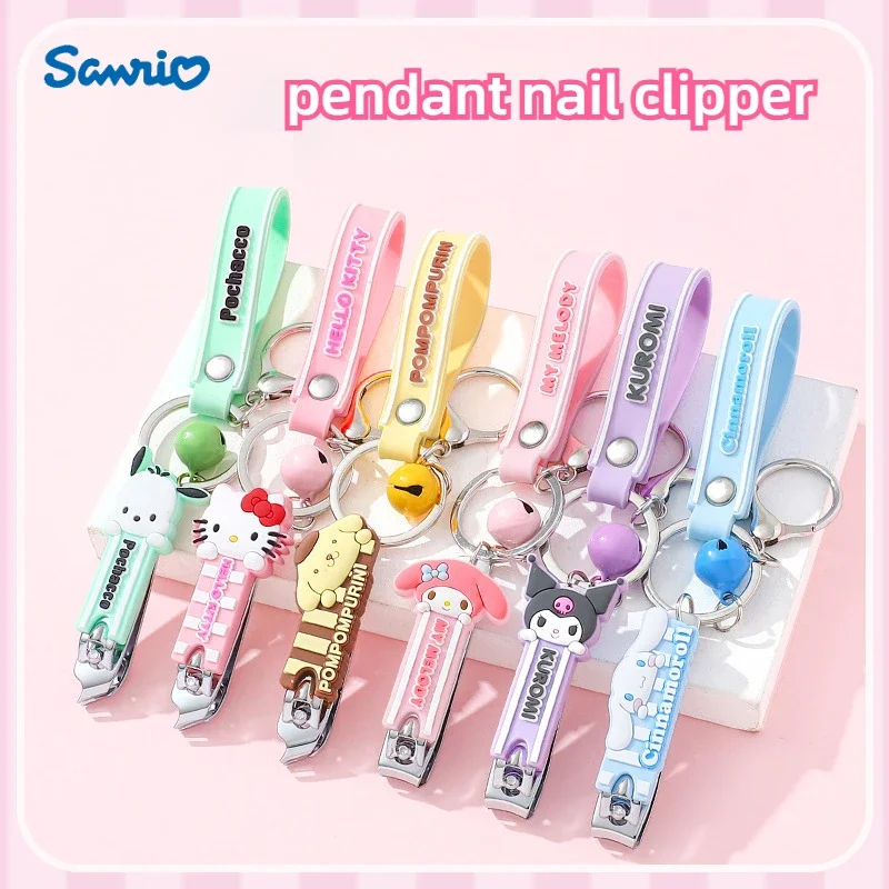 Sanrio Nail Clipper Pendant Hello Kitty kuromi Home Cartoon Manicure Tool Keychain Carbon Steel Flat Bevel Nail Clipper anime