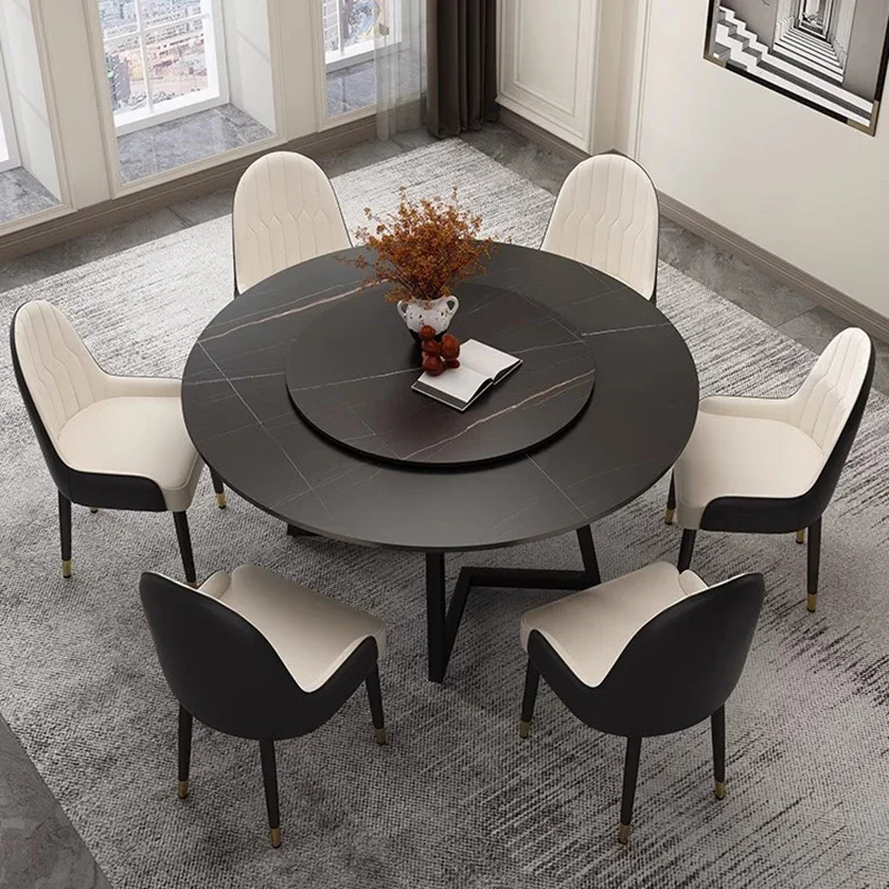 Turntable Luxury Restaurant Chairs Round Marble Waterproof Italian Restaurant Chairs High Metal Mesas De Jantar Home Furniture