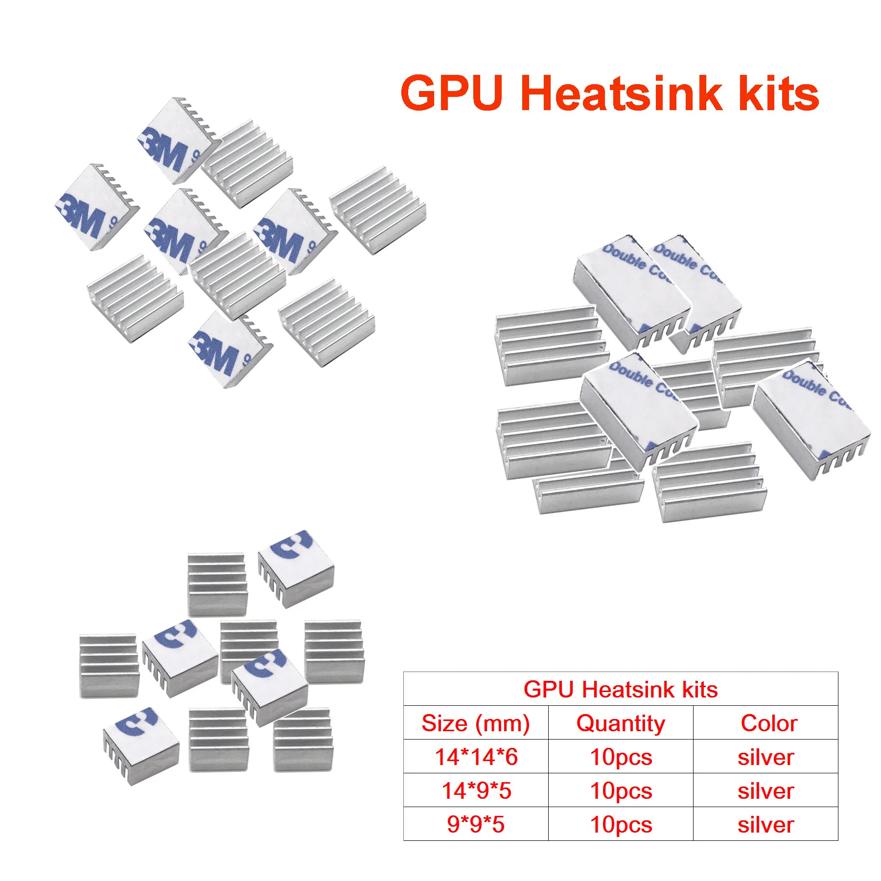 Dissipador de calor do radiador de alumínio que refrigera para a microplaqueta eletrônica ic impressora 3d raspberry pi com fita condutora térmica