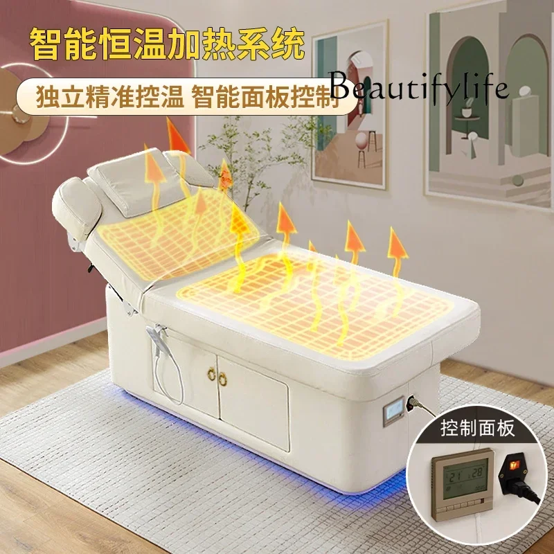 Latex Electric Beauty Bed Lifting Heating Eyelash Massage Therapy Ear Cleaning Spa Massage Couch