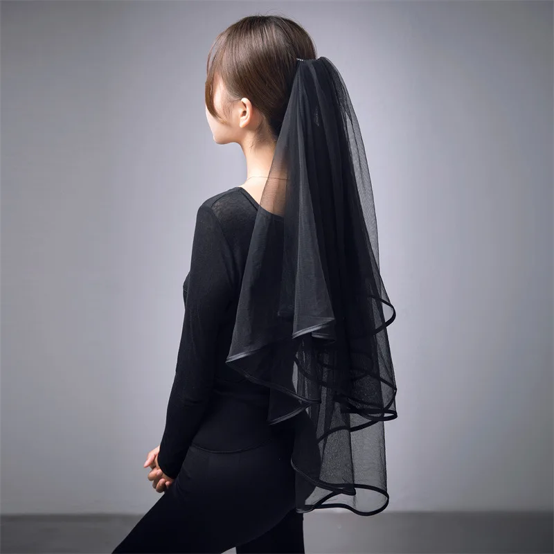 

Черная вуаль Короткая кружевная вуаль для головного убора