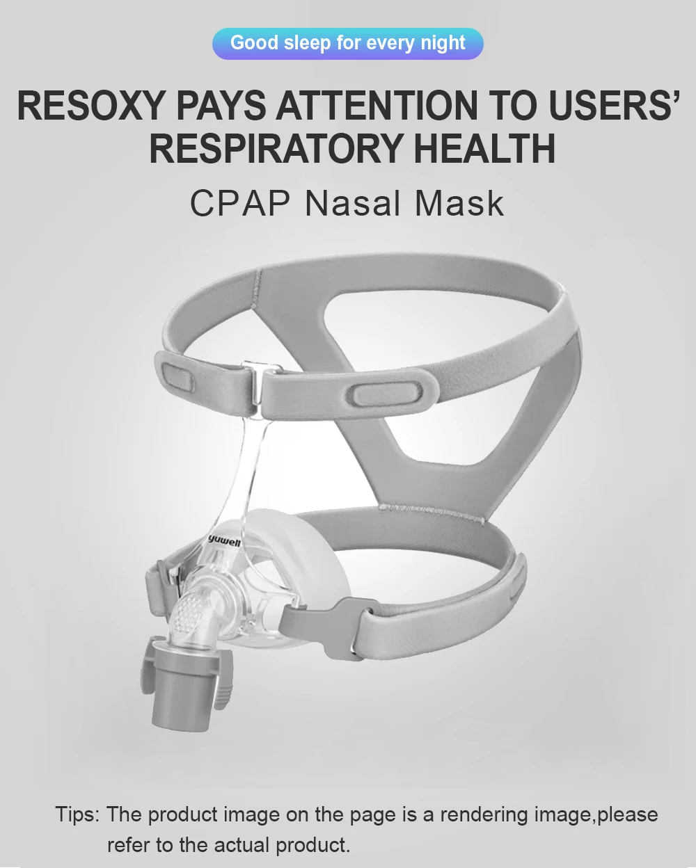 YUWELL Nasenmaske CPAP-Maske mit Kopfband und Silikon-Gelkissen für Auto-CPAP-Geräte, Schlafapnoe-Nasenmaske, Anti-Schnarch-Maske – Detail 4