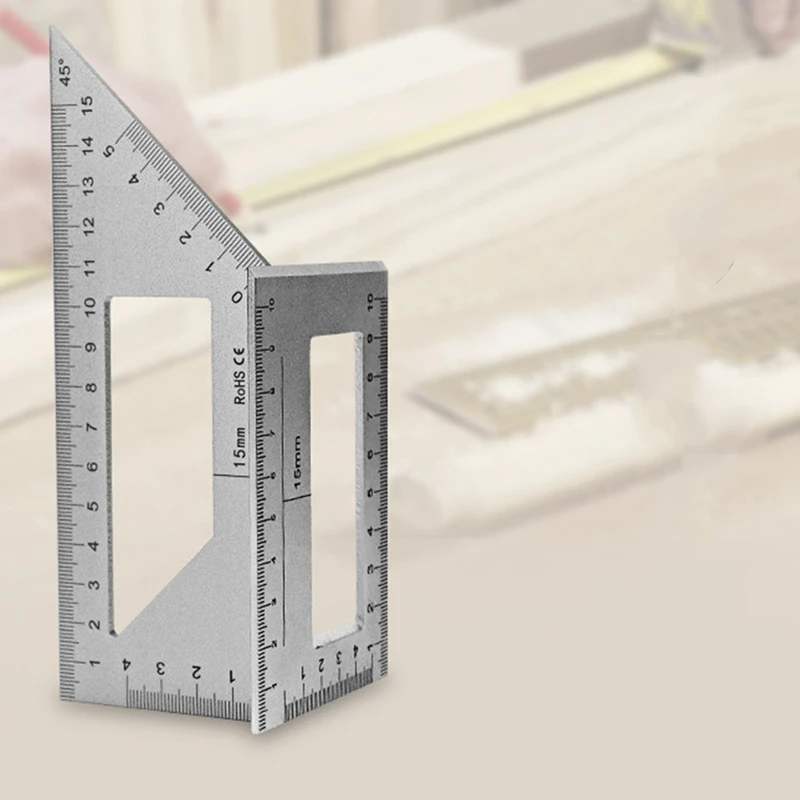 Multifunctional Square 45+90 Degree Gauge Angle Ruler T-Shaped Measuring Woodworking Ruler Tool