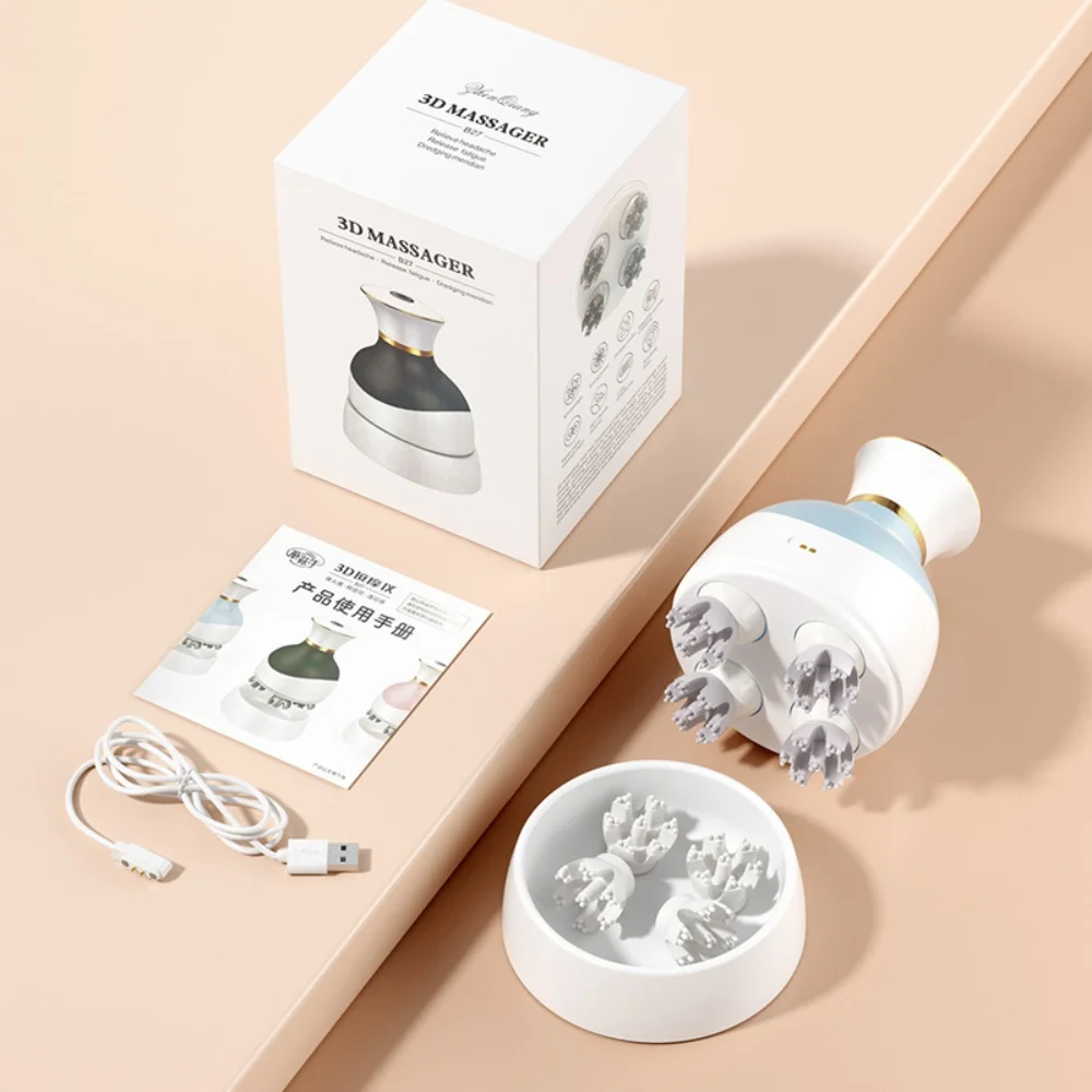 جهاز تدليك جديد متعدد الوظائف قابل لإعادة الشحن هدية ثلاثية الأبعاد لتدليك فروة الرأس أداة العلاج الطبيعي