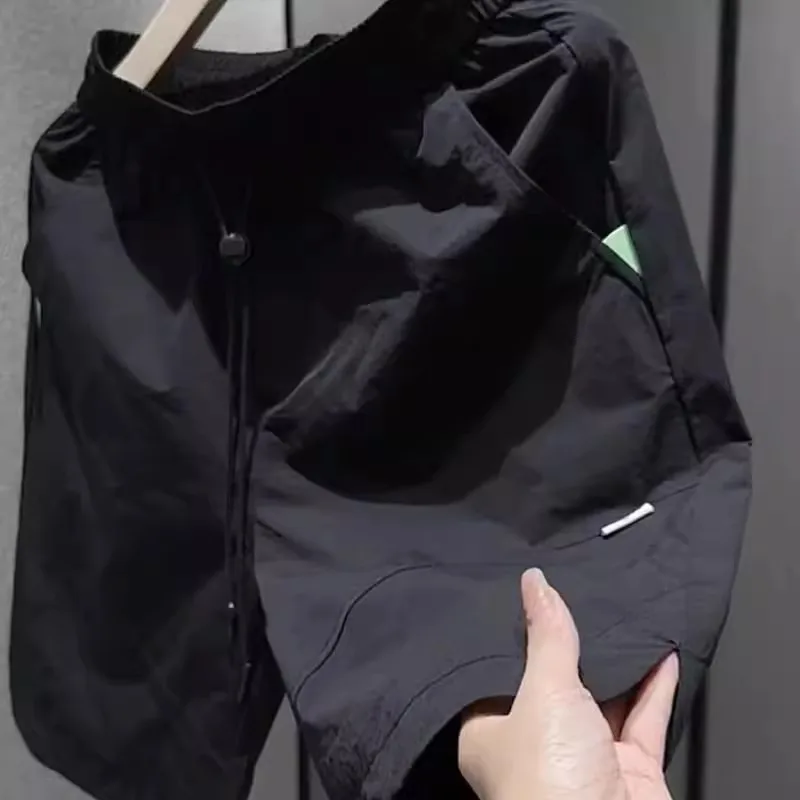 

Qui Dry Ice Silk Me Мужские летние американские трендовые брендовые тонкие дышащие спортивные повседневные брюки пяти длинок из полиэфирного волокна