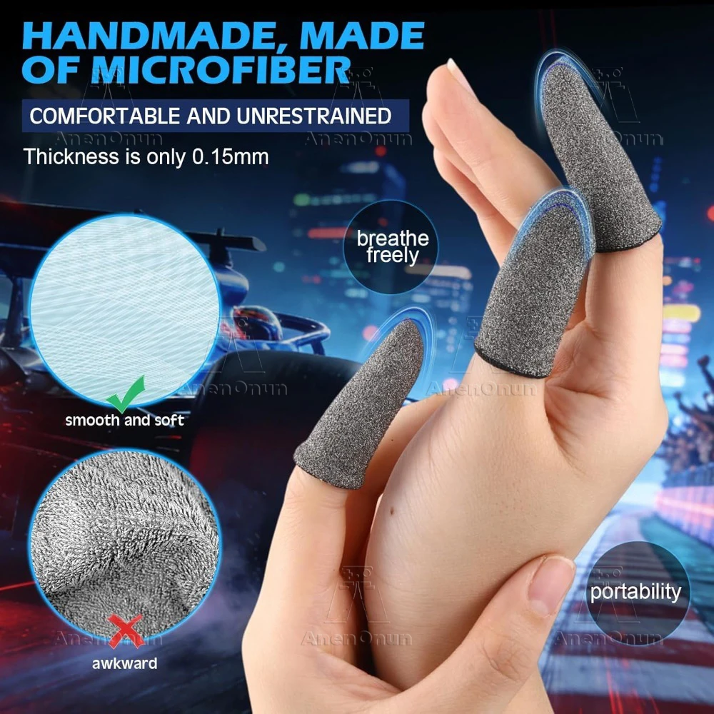 2026 Premium 38-Nadel Reine Silberfaser Gaming-Fingerhüllen Anti-Schweiß Anti-Rutsch Mobile Game Touchscreen Fingerspitzen-Handschuhe – Detail 4