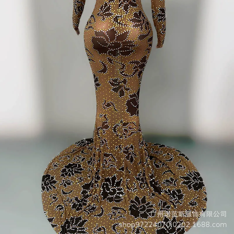 2026 فستان سهرة مثير من اللحوم المزيفة للصناعات الثقيلة مرصع بالألماس فستان سهرة اجتماعي ملكة جمال الكون يختار بشكل جميل #6