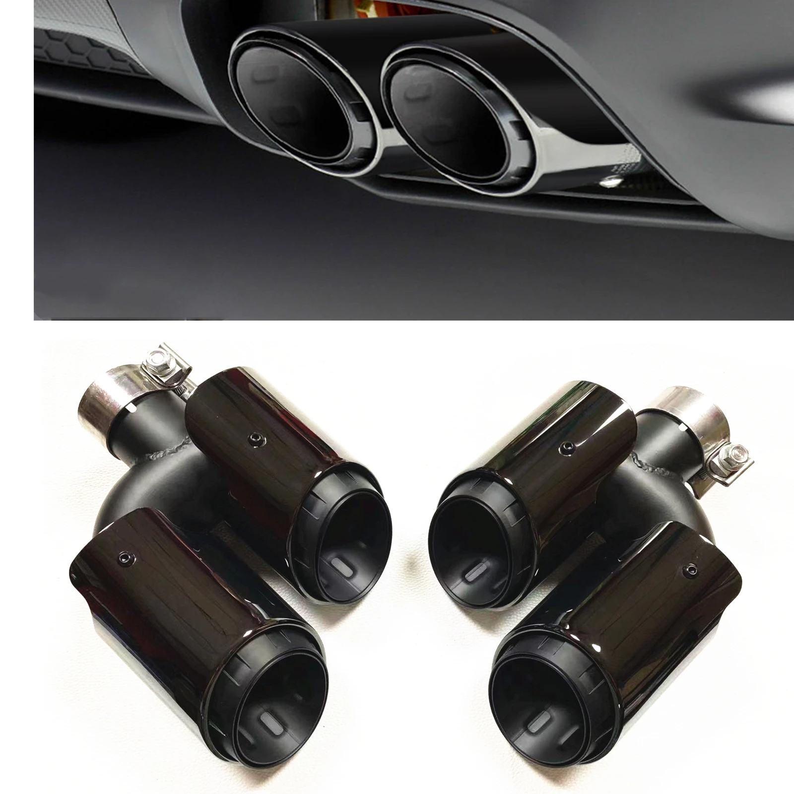 

Titanium Black Rear Exhaust Tips Muffler Pipe For Porsche Macan 2.0T 2014-2018 Car Tail Air Vent Outlet Duct Exhause Tailpipe