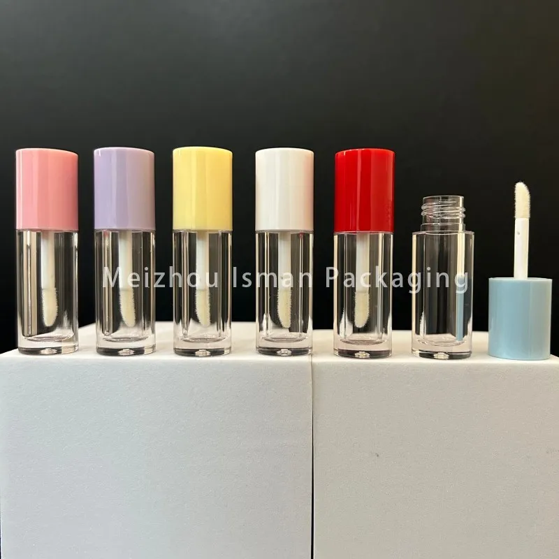 50pcs Refillable Cream White Blue Purple Red Pink Lipgloss Tubes 2.5ML Mini Kids Empty Lip Gloss Containers Tube With Brush