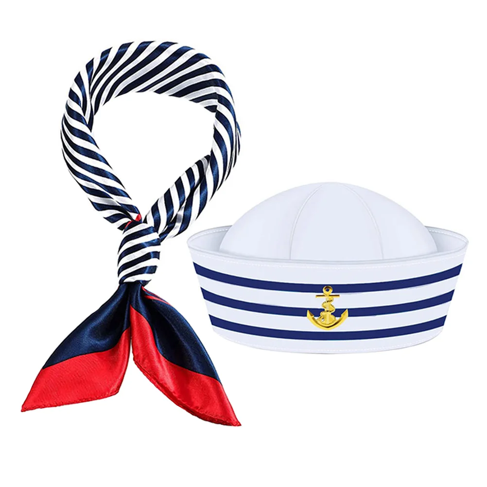 Sailor Outfit Hat Set Halloween Costumes Captain Hats for Men Dress up Accessories Polyester Apparel