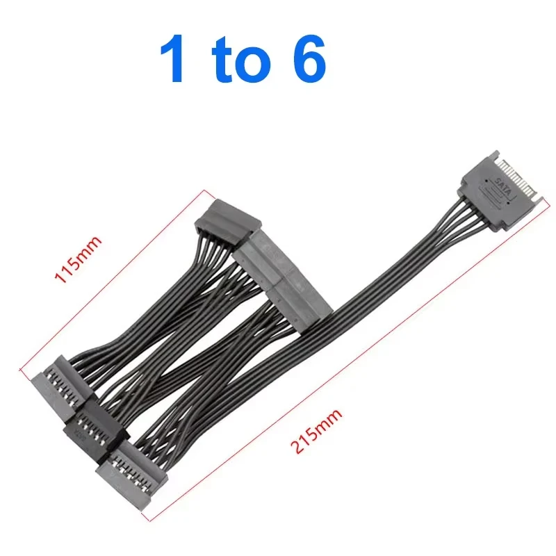 15 Pin Festplatte Stromkabel 1 Stecker auf 3/4/5/6 Buchse Splitter Adapter SATA Power Festplatte Verlängerung für DIY PC Sever