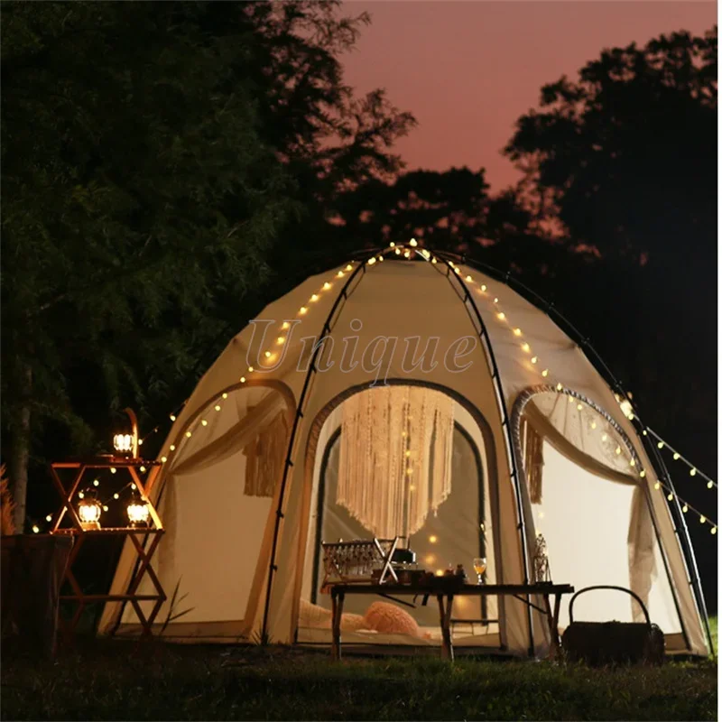 Portable Hemispherical Octagonal Tent, Large Space, Double Thickened, Windproof, Rain, Sunscreen, Outdoor Camping