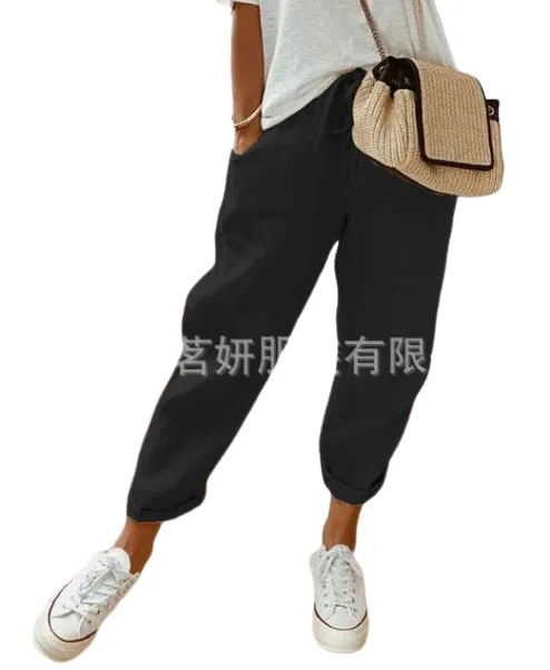 

Women's Pants2026 Summer New Elegant Fashion Casual Loose Cotton Linen Solid Multicolor Multi Size Slim-Fit Pants Casual Pants