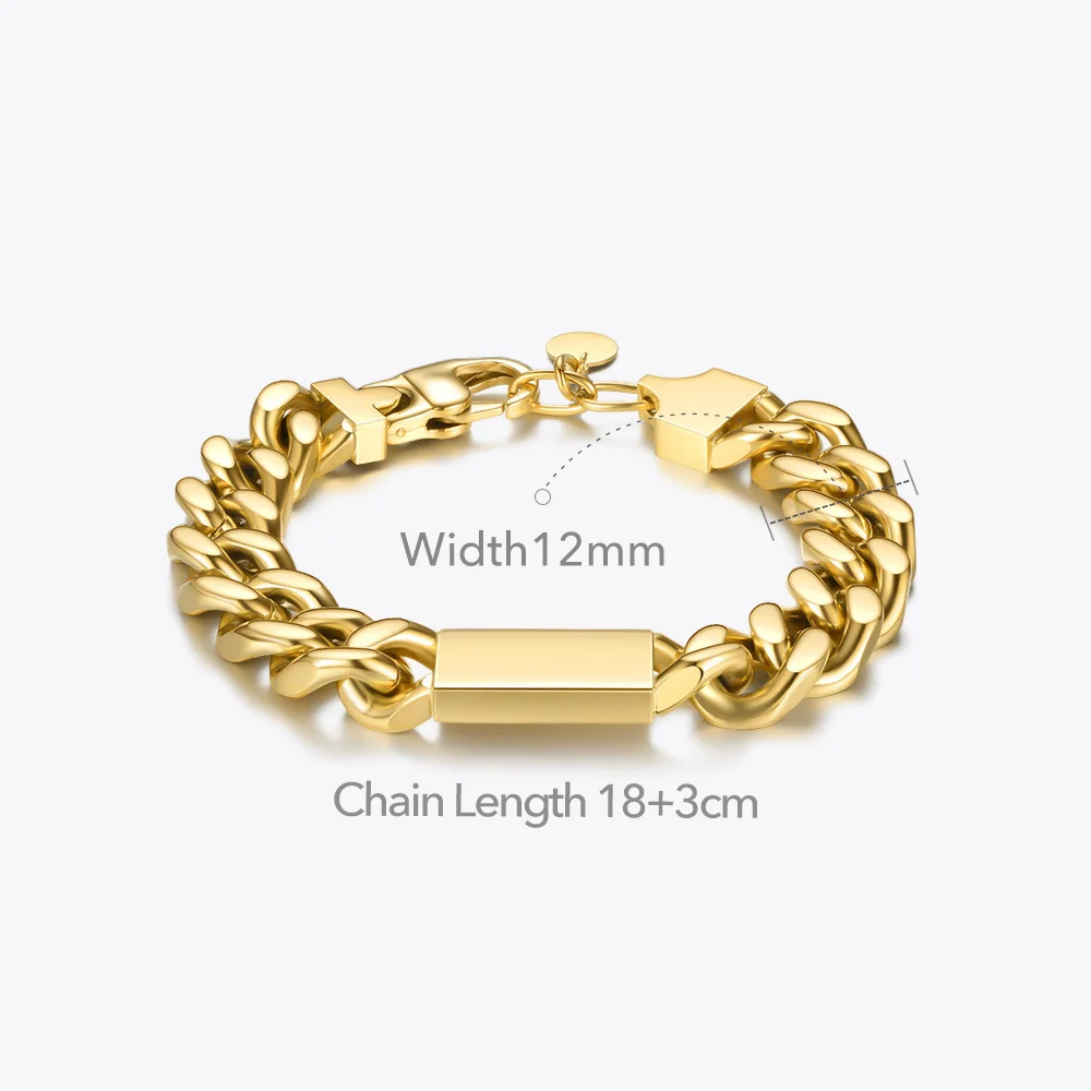 ENFASHION Punk Cuboid Chunky Bracelet For Women Gold Color Stainless Steel Fashion Jewelry Wide Bracelets 2020  Pulseras B202214