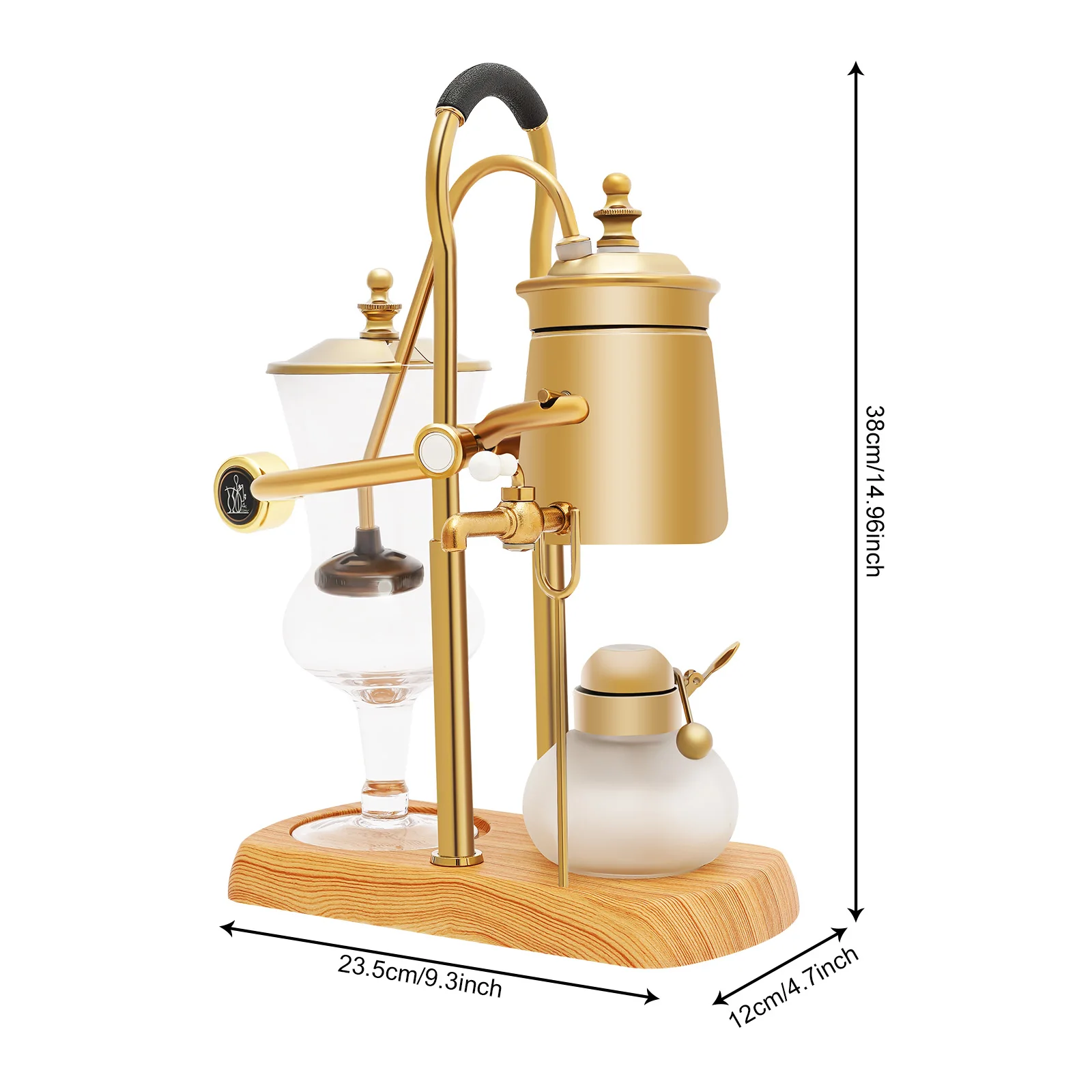 Siphon Coffee Maker – Borosilicate Glass, Stainless Steel, ABS, Gold Finish for Stylish and Artistic Brewing