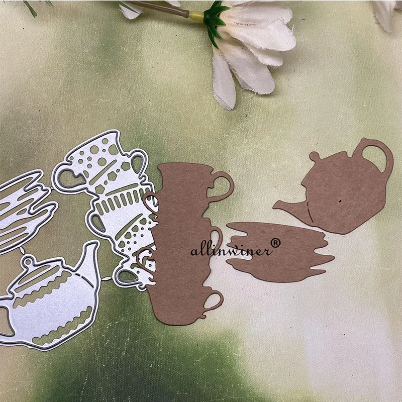 Teapot teacup decoration Metal Cutting Dies Stencils Die Cut for DIY Scrapbooking Album Paper Card Embossing