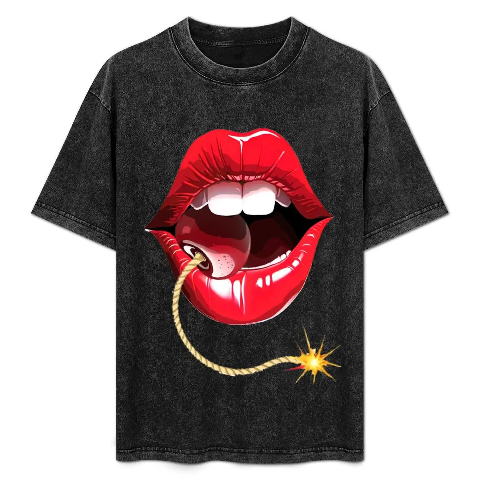 Spy Agent Aiden (sam Rockwell) Argylle Cherrybomb Lips T-Shirt summer tops sports fans mens graphic t-shirts anime