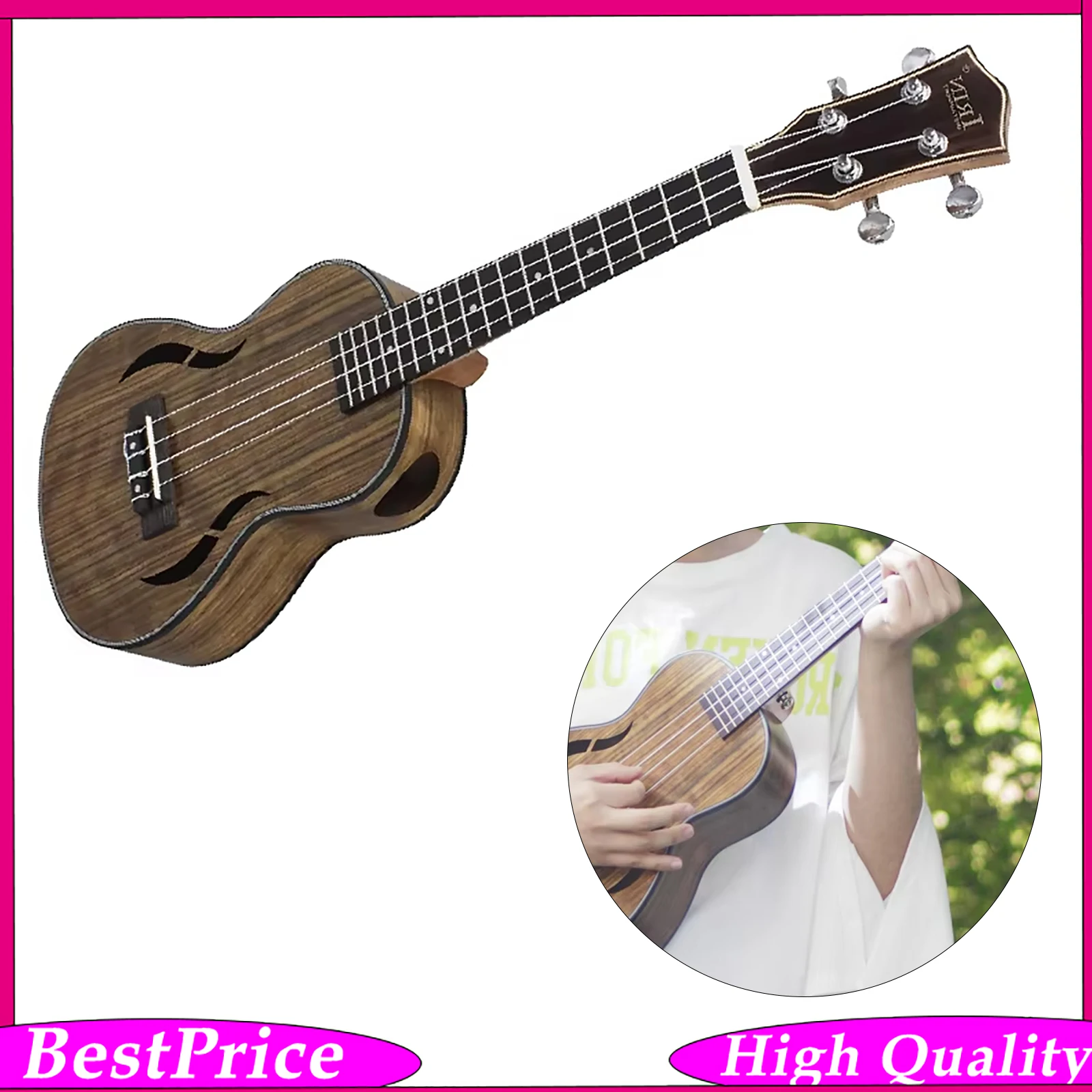 23/26 Inch Walnut Ukulele 4 Strings Classical Musical Instrument Music Education Starter Gift for Beginners Home Practice Show