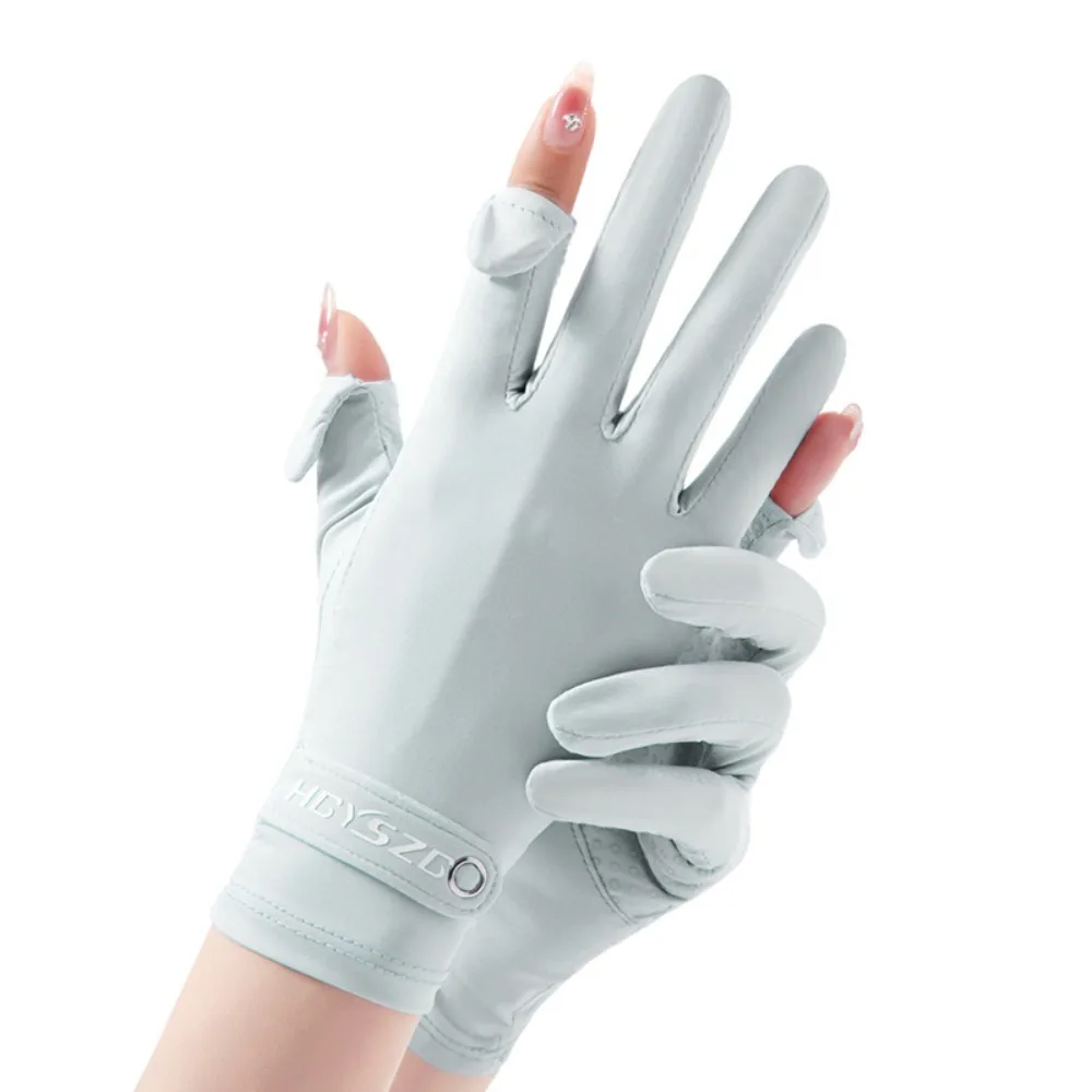 Fashion Thin Ice Silk Gloves Breathable Anti-Slip Sunscreen Gloves Mittens Touchable Screen Sun Protection Gloves Female