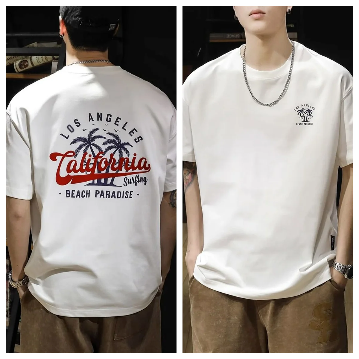 

Pure Cotton Summer American Trend Retro Round Neck Short-sleeved Printed Loose Trendy Men's T-shirt