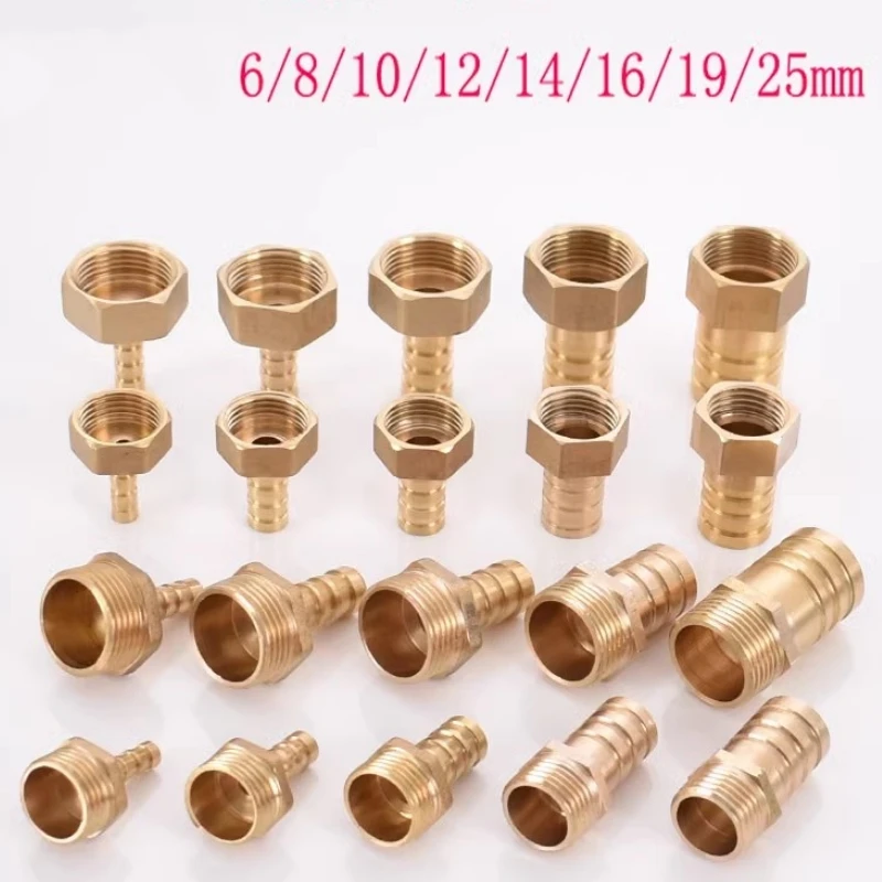 Brass Hose Fitting for Male and Female Thread, Copper Connector, Coupler Joint Adapter, Barb Tail, 1/2 