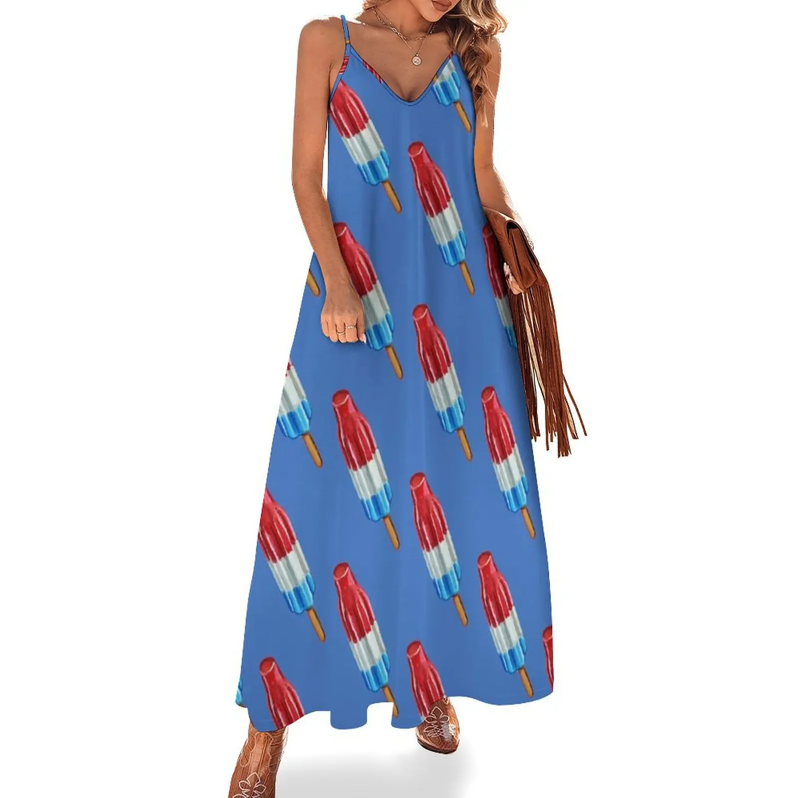 

Fun Rocket Pop Popsicle Pattern Sleeveless Long Dress dress for women summer dress dresses