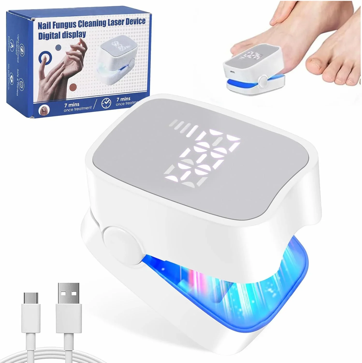 

Nail Fungus Laser Device with Time Display 470nm950nm wavelength Fast-acting Home Anti Fungal Laser Device for Finger/Toenails