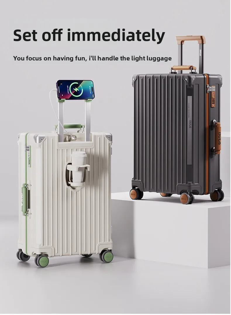 

carry on luggage with wheels luggage set Suitcase Multi-functional Trolley case Rechargeable Suitcase Password Universal wheel