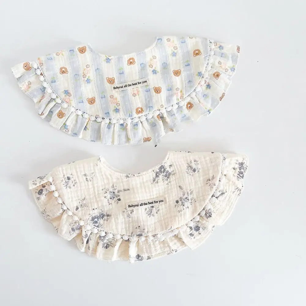Feeding Baby Cotton Bibs Round Neck Princess Baby Drooling Bibs Korean Style Floral Saliva Towel Cloths Neck Wear Accessories