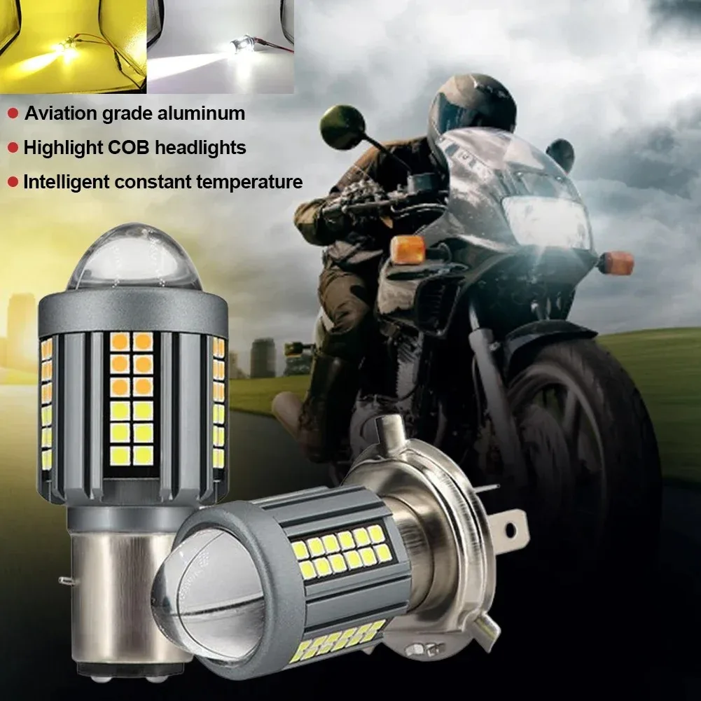 1PCS H4 BA20D Motorcycle Headlight CSP LED Moto High/Low Beam Led Bulbs Super Bright Autobike Fog Moto Scooter Lamp ATV 12V-80V