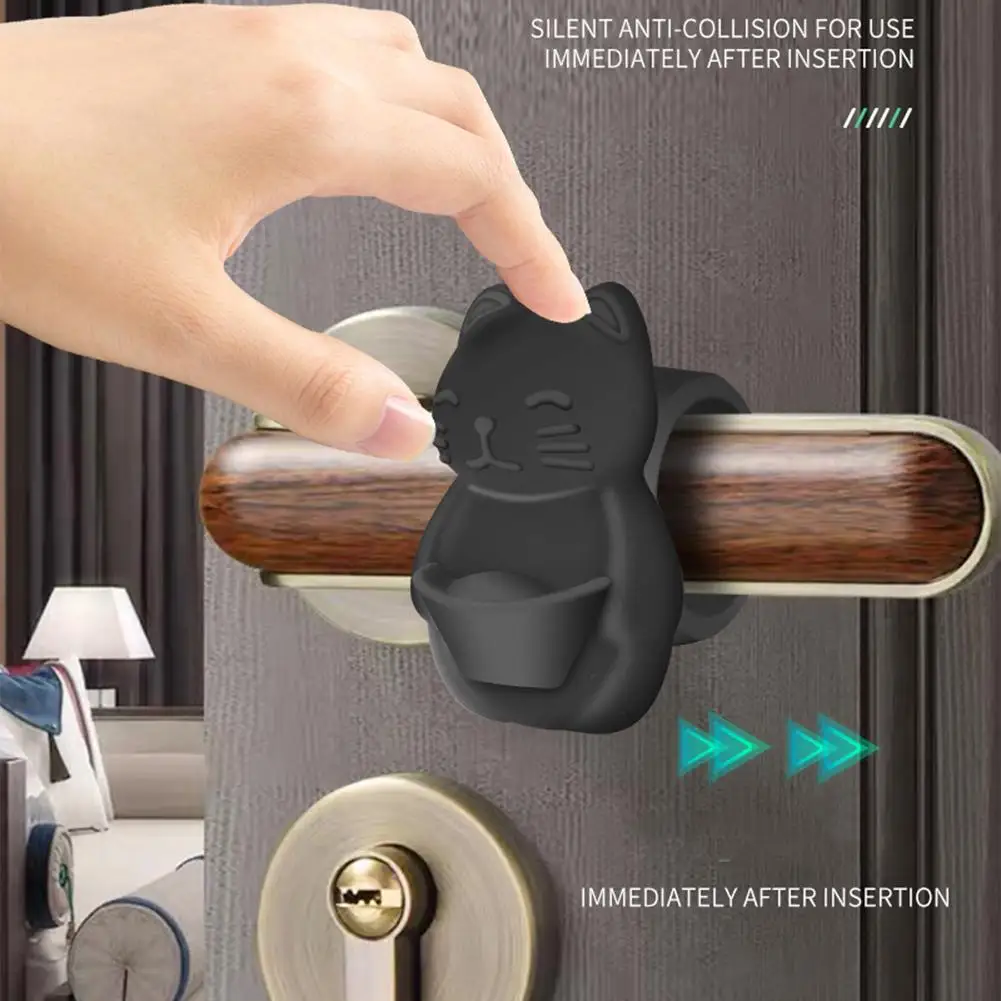 Silicone Door Stopper Cute Lucky Cat Handle Anti-Collision Pad No Drill Wall Protector Mute Buffer For Home Baby Safety Bumper