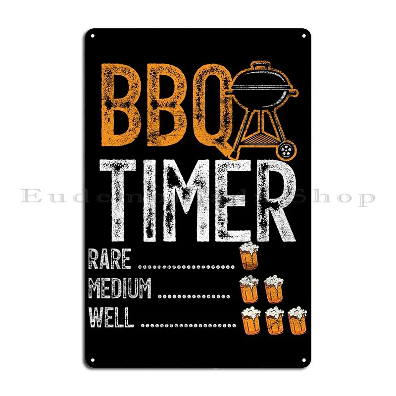 Bbq Timer Smoker Grill Fan Metal Sign Cave Home Club Design Club Tin Sign Poster