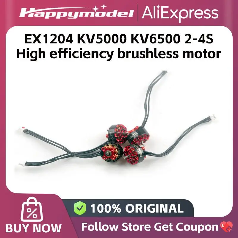 محرك Happymodel بدون فرش لطائرة سباق بدون طيار FPV ، مسواك ، EX1204 ، 50 كيلو فولت ، 5000 كيلو فولت ، 2-4S ، 6500KV ، 2-3S ، Shaft ، 3"
