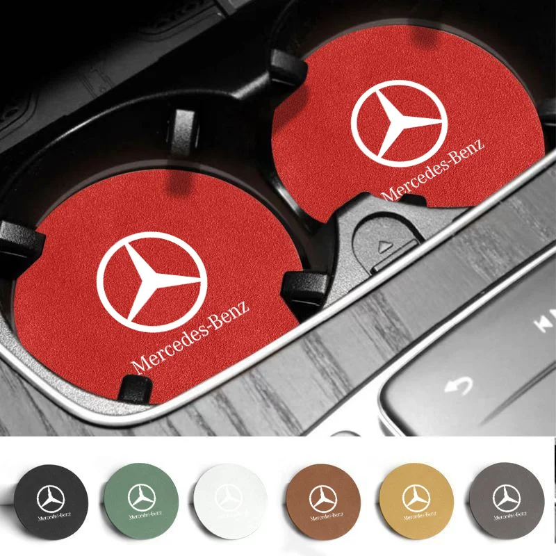 

Car Water Cup Pad Car Coaster Anti-Slip Drink Holder Mat Suede For MERCEDES BENZ W211 W204 W210 W203 CLA GLA Auto Accessories