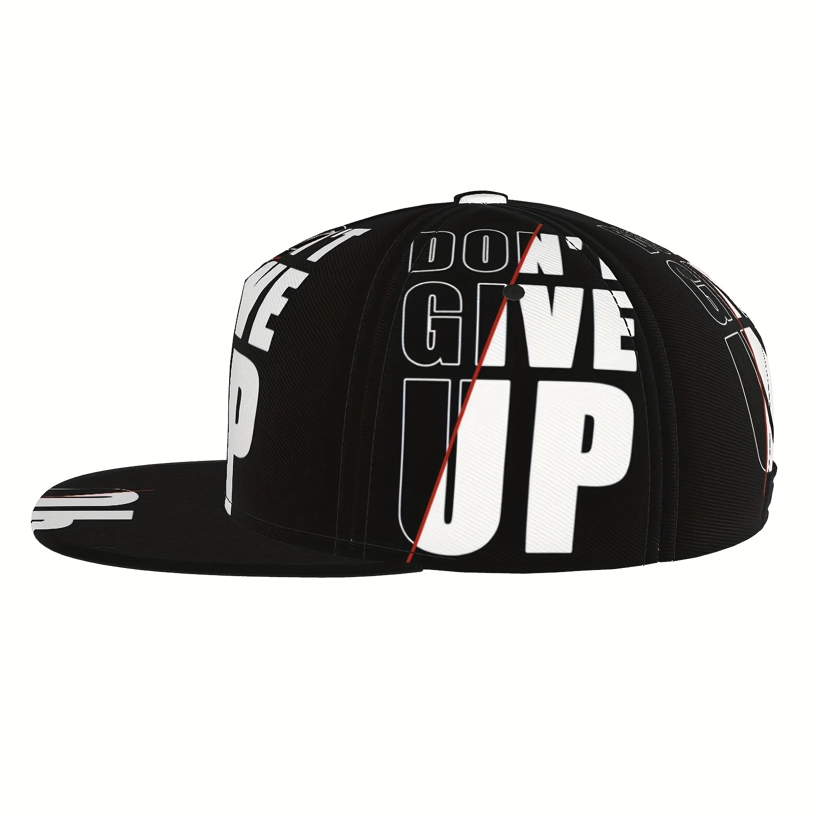 Unisex Adjustable Snapback Baseball Cap with "Don't Give Up" Motivational Lettering - Lightweight 100% Polyester Flat Brim Hat