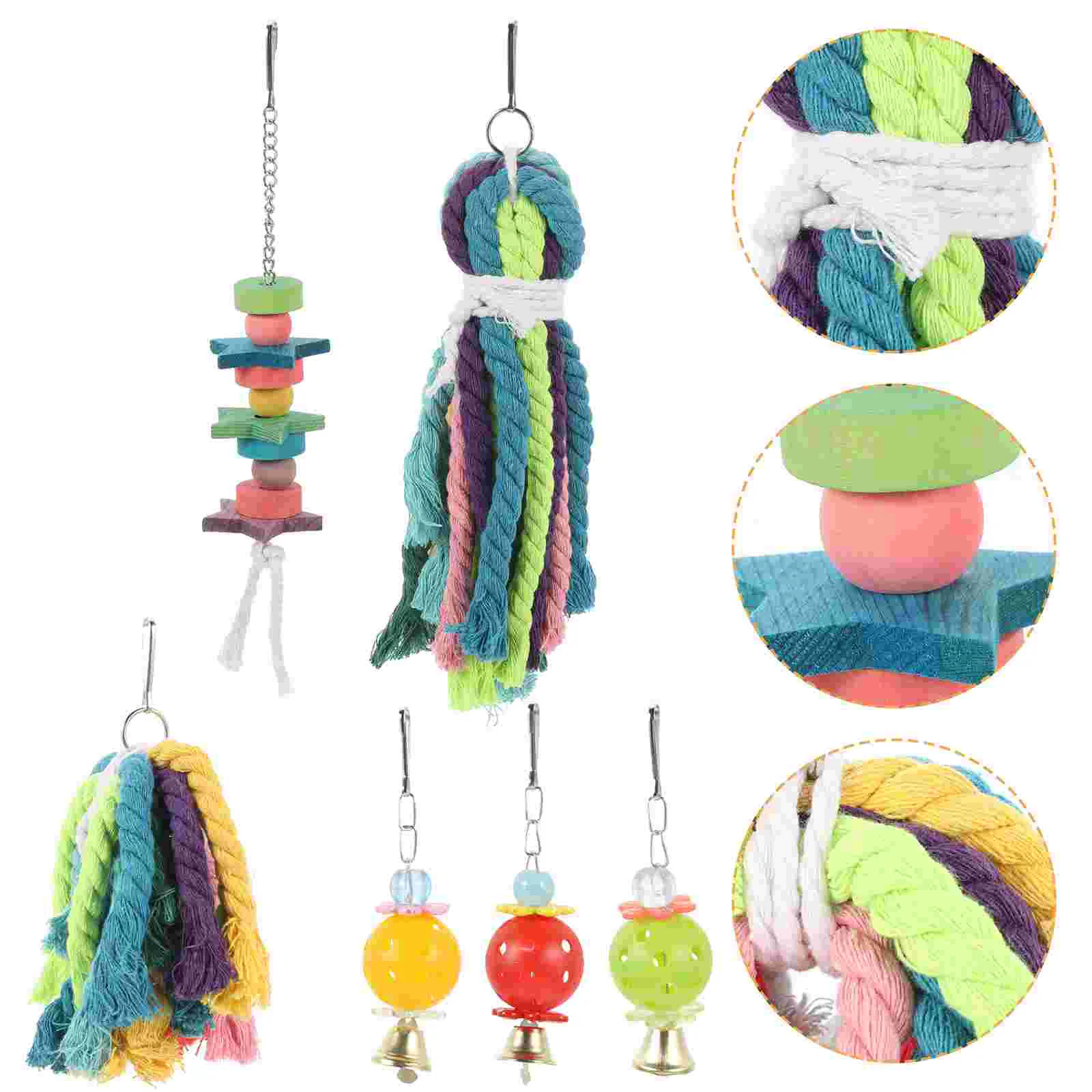 

Macaw Cage Parrot Chew Toy Small Bird Toys Rope Foraging Parrots The Swing Parakeet Cotton