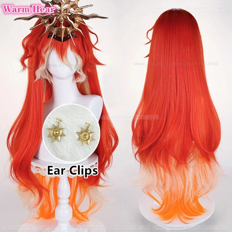 Anime Augusta Synthetic Hair Long 98cm Red Gradient Cosplay Anime Wig Heat Resistant Hair Halloween Party Wigs + Free Wig Cap