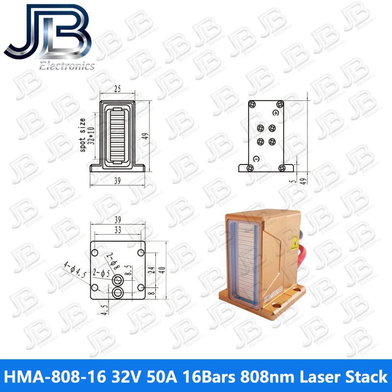 HMA-808-16 800W 16Bars 32V 50A 808nm كومة الليزر لإزالة الشعر #6