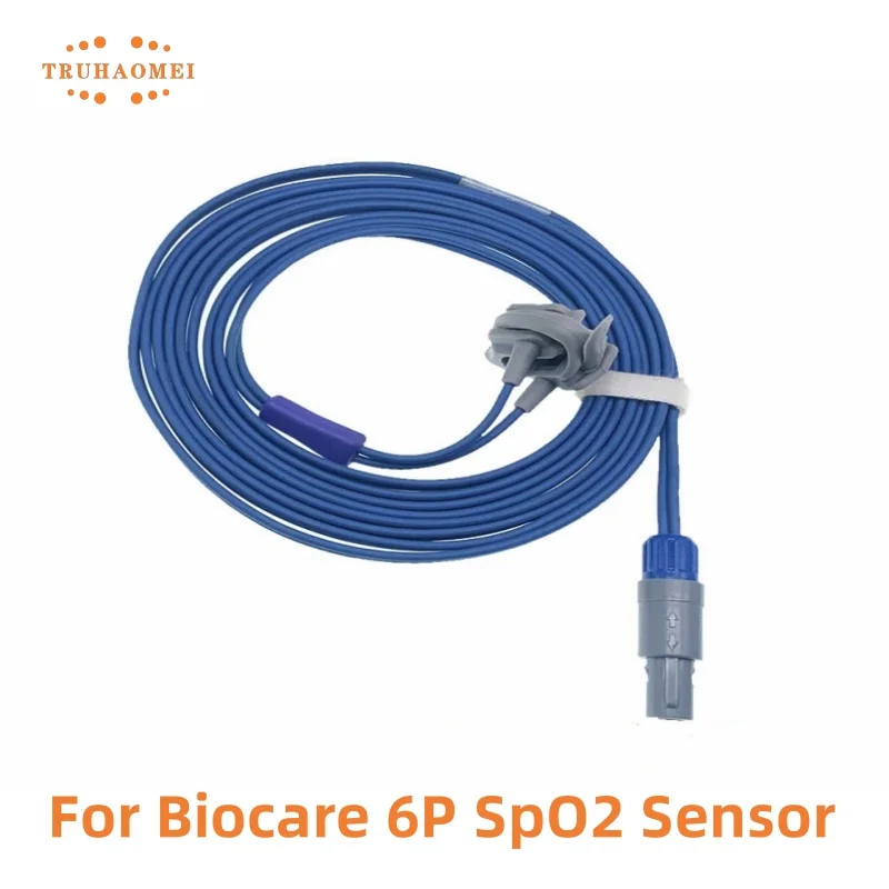 Biocare iM7 iM8 iM12 iM15 SAO2 프로브 긴 와이어 단일 슬롯 성인 어린이 신생아 소아용 6 핀 재사용 가능한 SpO2 센서