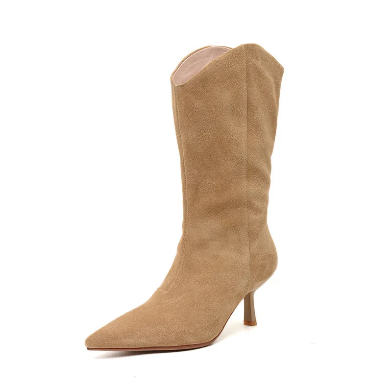 2023 Women Stretch Boots 6.5cm High Heels Fetish Lady Ankle Booties Black Low Heels Warm Plush Autumn Winter Party Shoes